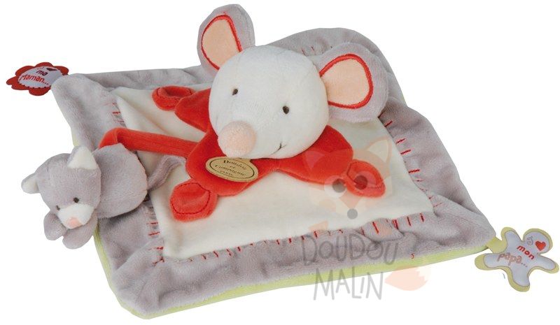  collector anniversaire souris et chaton plat carré gris rouge vert blanc 